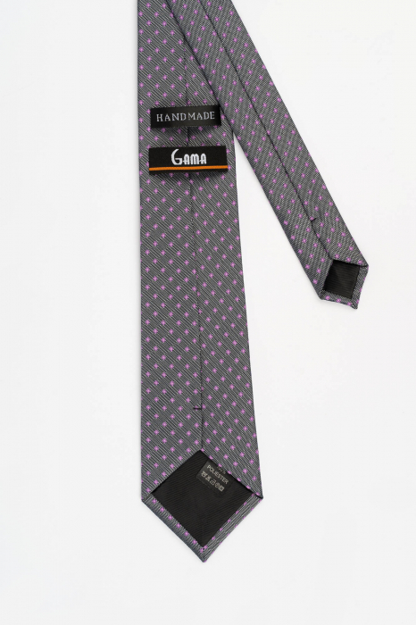 Cravata gri cu motive geometrice mov [3]