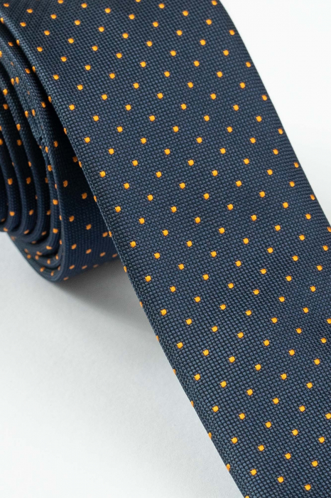 Cravata ingusta bleumarin cu buline [2]