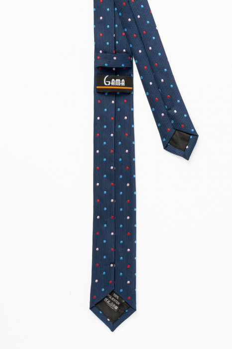 Cravata ingusta bleumarin cu buline colorate [3]