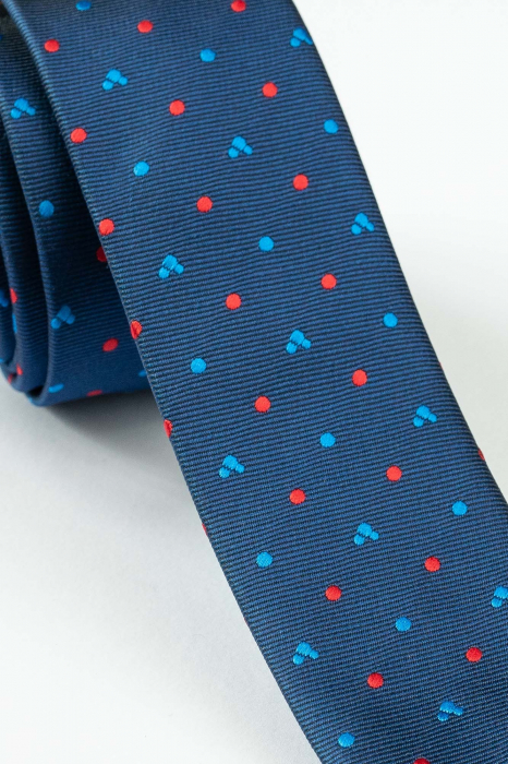 Cravata ingusta bleumarin cu imprimeuri colorate [2]