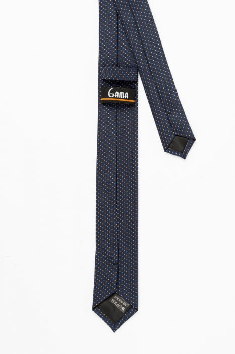 Cravata ingusta bleumarin cu picouri bleu si portocalii [3]