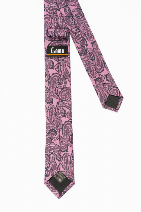 Cravata ingusta fucsia cu imprimeu floral [3]