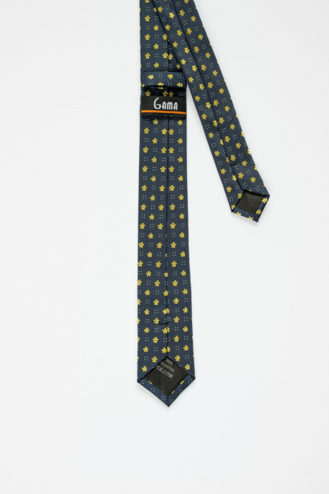 Cravata ingusta neagra cu elemente florale [3]