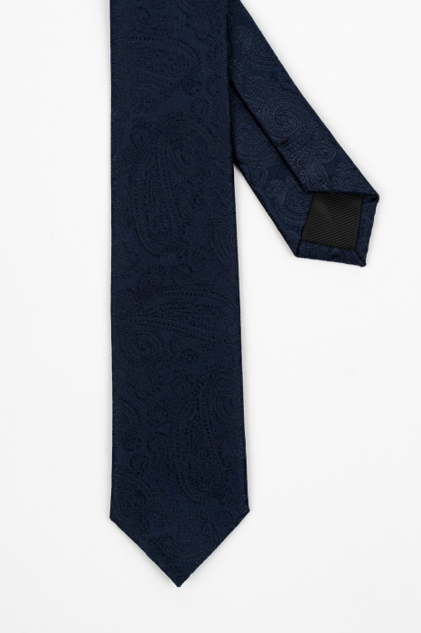 Cravata ingusta navy cu paisley bleumarin [3]