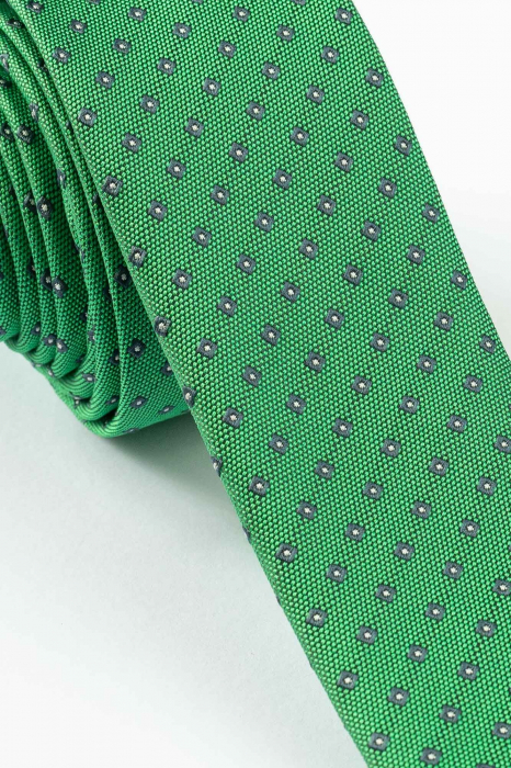 Cravata ingusta verde cu imprimeuri florale [2]