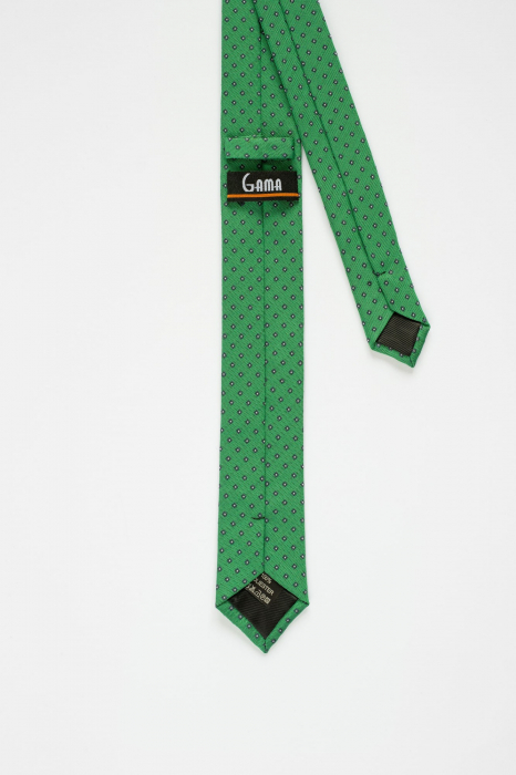 Cravata ingusta verde cu imprimeuri florale [3]