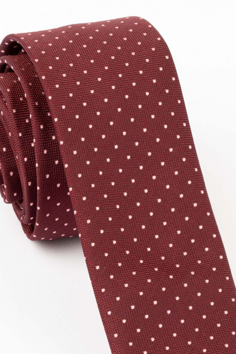 Cravata ingusta visinie cu picouri roz [2]