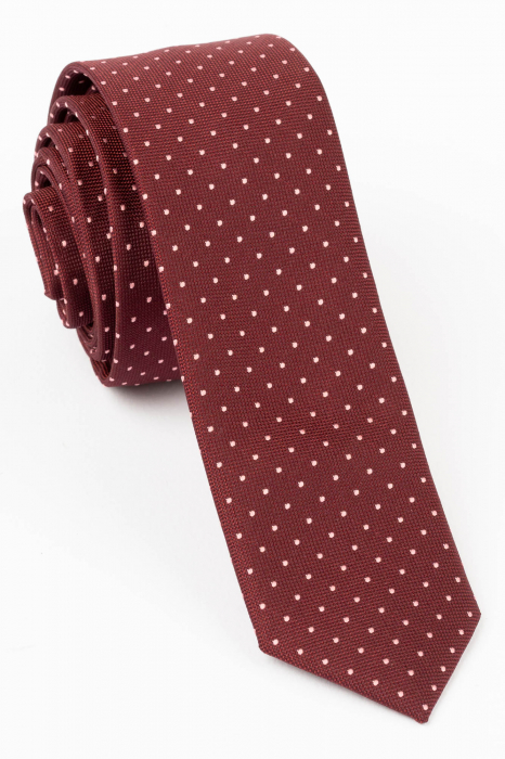 Cravata ingusta visinie cu picouri roz [1]