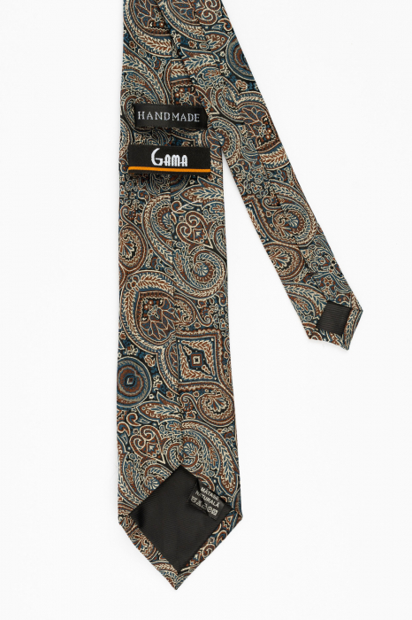 Cravata matase naturala cu imprimeu floral maro [3]