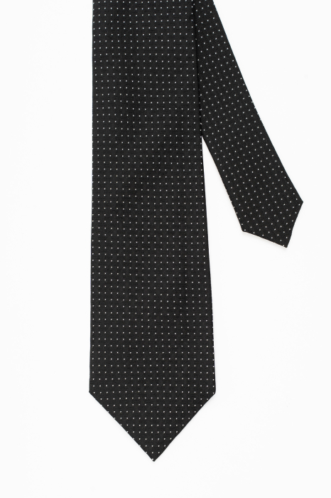Cravata matase naturala neagra cu micro-insertie alba [3]