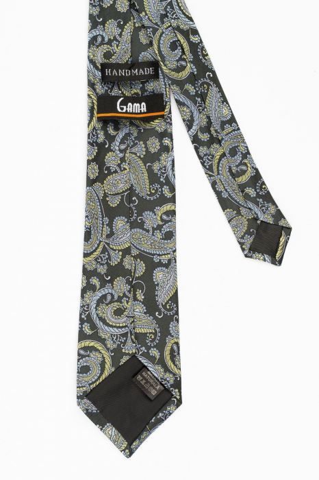 Cravata matase verde-lime cu imprimeu paisley [3]
