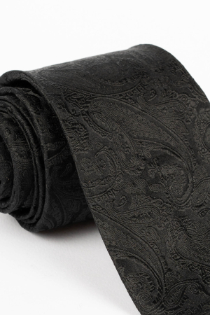 Cravata neagra cu model in tesatura paisley [2]