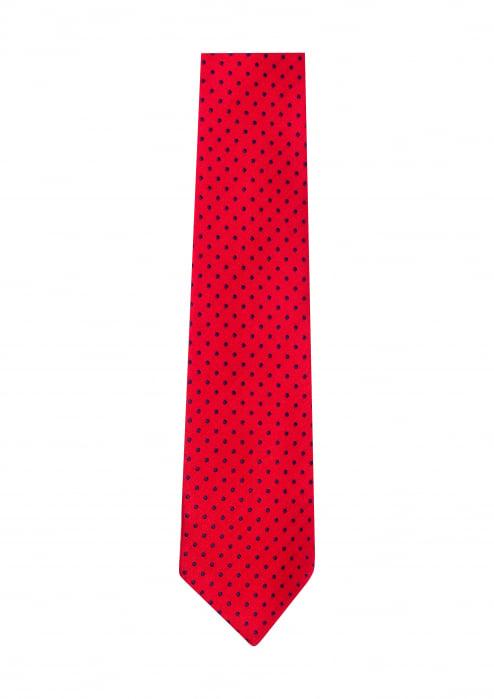 Cravata rosie cu buline bleumarin [1]