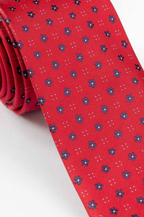 Cravata rosie cu imprimeuri florale [2]