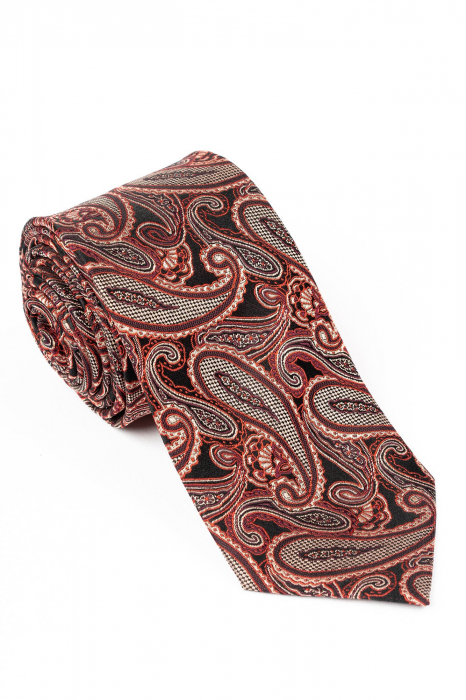Cravata rosie cu paisley din matase naturala [1]