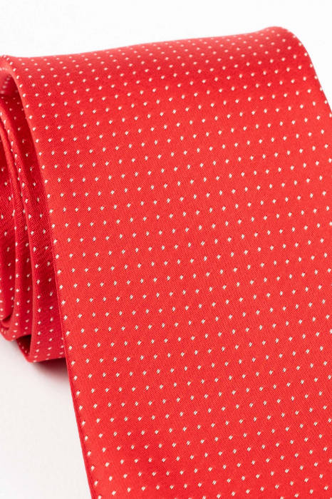 Cravata rosie cu picouri albe [2]