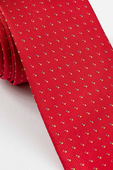 Cravata rosie cu picouri colorate [2]