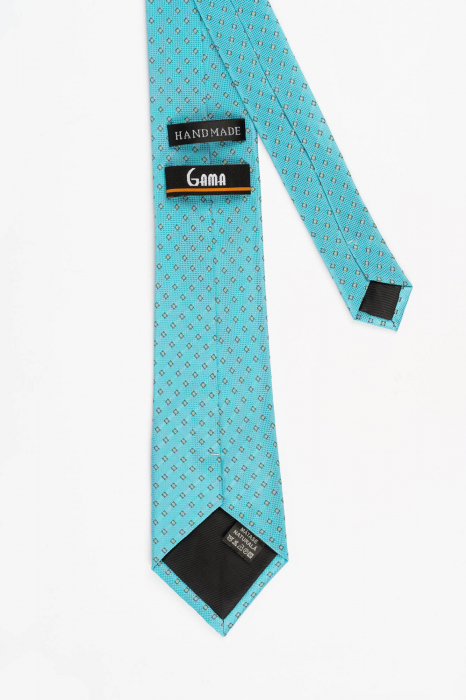Cravata turcoaz cu motive geometrice verzi [3]