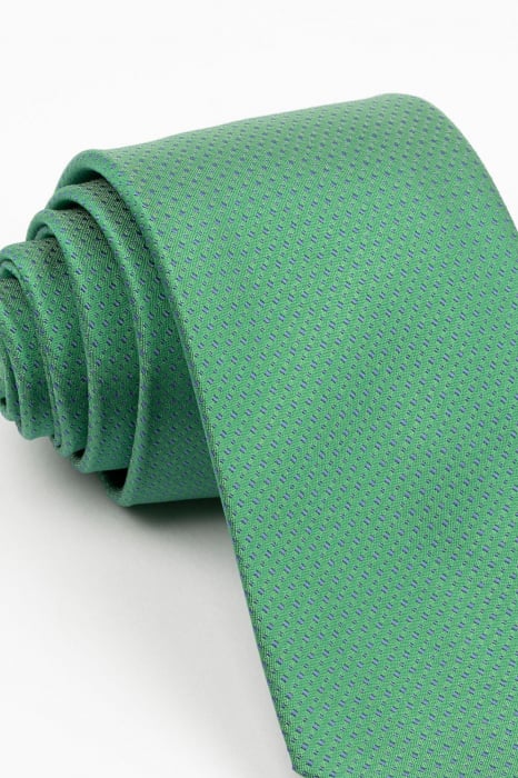 Cravata verde cu imprimeu geometric albastru [2]
