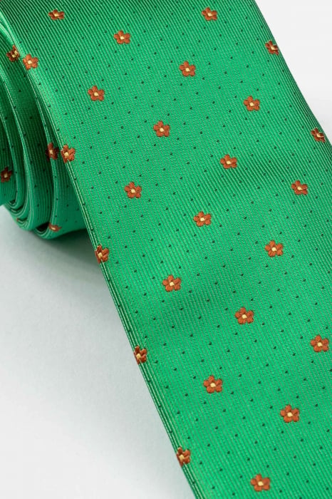Cravata verde cu imprimeuri florale [2]