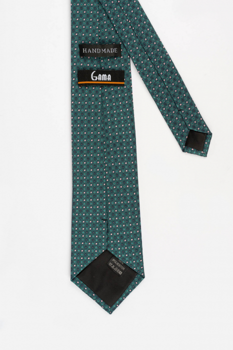 Cravata verde cu motive geometrice roz si negre [3]