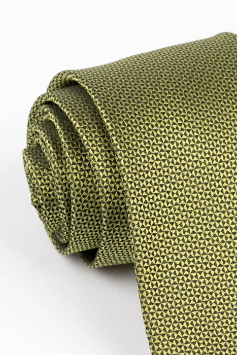 Cravata verde olive cu model geometric [2]