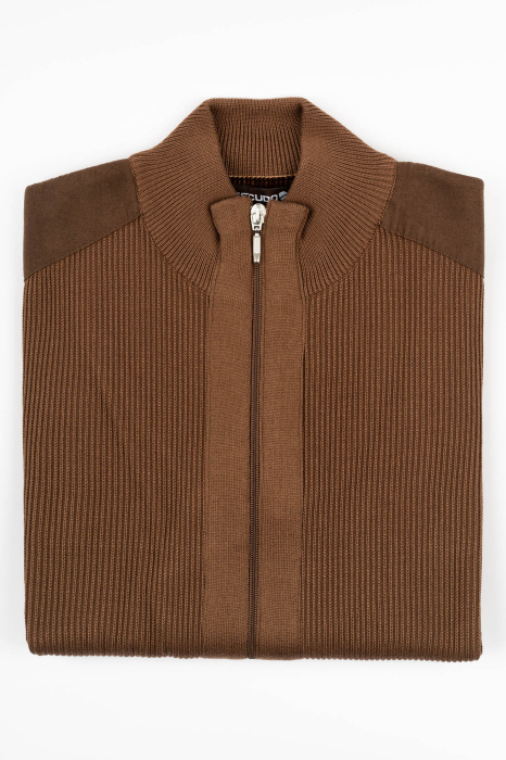 Jacheta cu fermoar barbati maro regular fit [3]