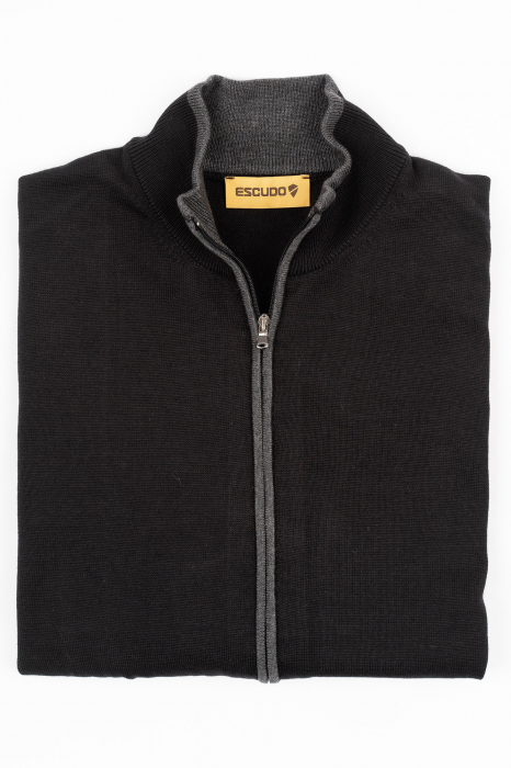 Jacheta cu fermoar barbati neagra slim fit [2]