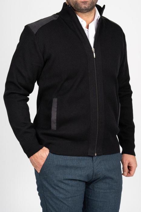 Jacheta cu fermoar barbati neagra slim fit [3]