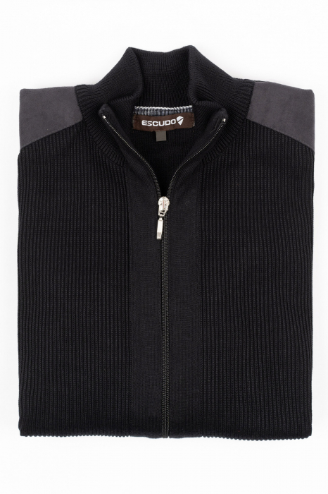 Jacheta cu fermoar barbati neagra slim fit [4]