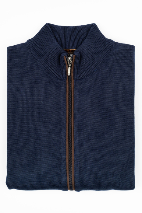 Jacheta cu fermoar barbati regular fit bleumarin [3]