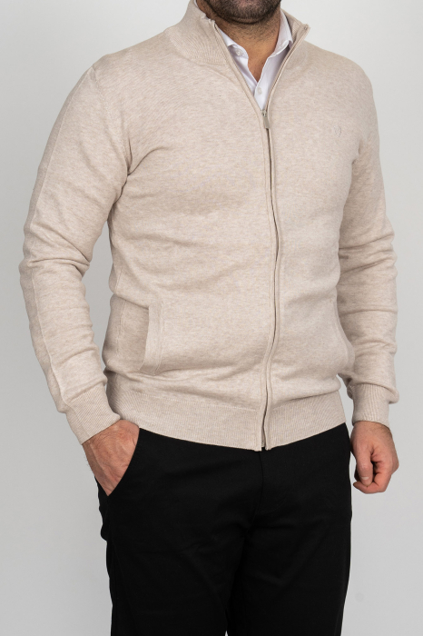 Jacheta cu fermoar barbati slim fit  bej [1]