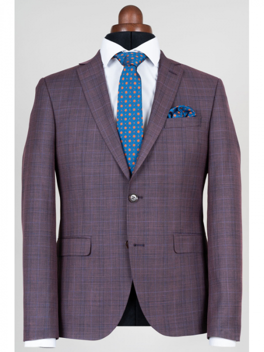 Costum slim roz cu carouri [2]