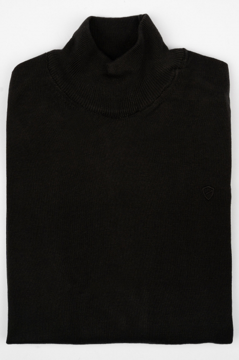 Pulover slim negru cu guler inalt [7]