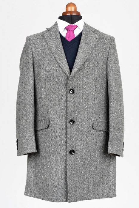 Palton barbati scurt slim fit stofa gri [1]