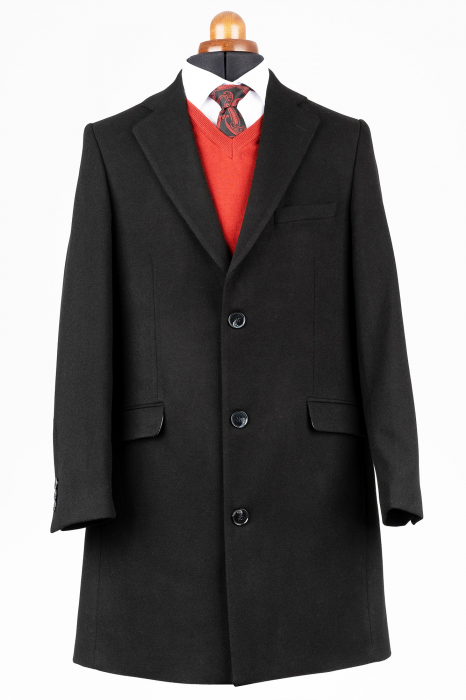 Palton barbati scurt slim fit stofa negru [1]