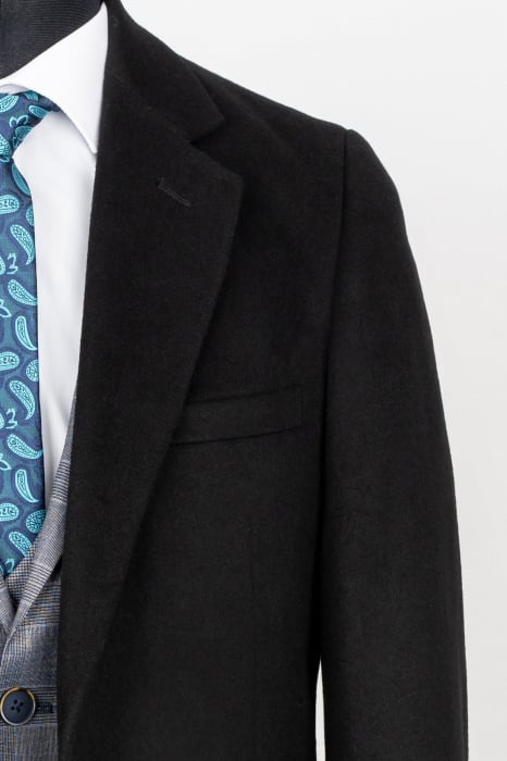 Palton negru slim cu lana [2]