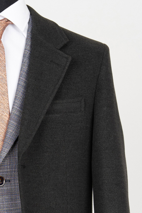 Palton gri-antracit slim fit cu lana [2]