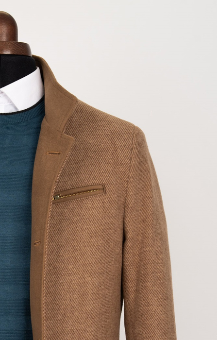 Palton scurt barbati slim fit camel [2]