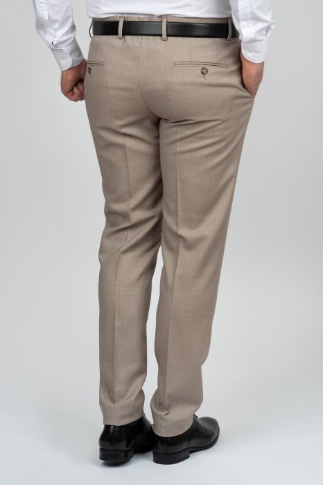 Pantaloni barbati stofa bej-pepit slim fit [2]