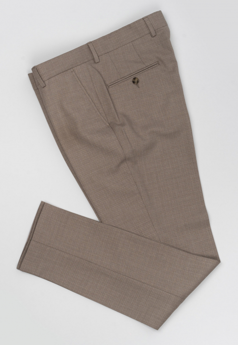 Pantaloni barbati stofa bej-pepit slim fit [3]