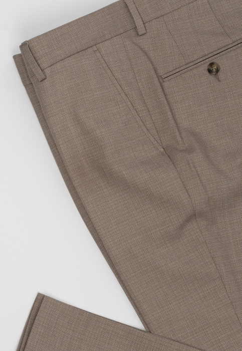 Pantaloni barbati stofa bej-pepit slim fit [4]