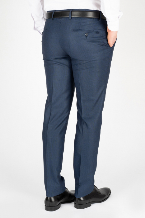 Pantaloni barbati stofa regular fit bleumarin-pepit [2]