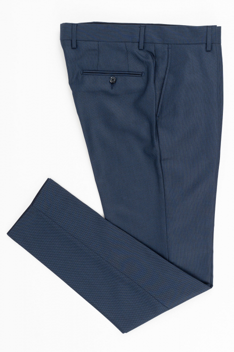 Pantaloni barbati stofa slim bleumarin-pepit [3]