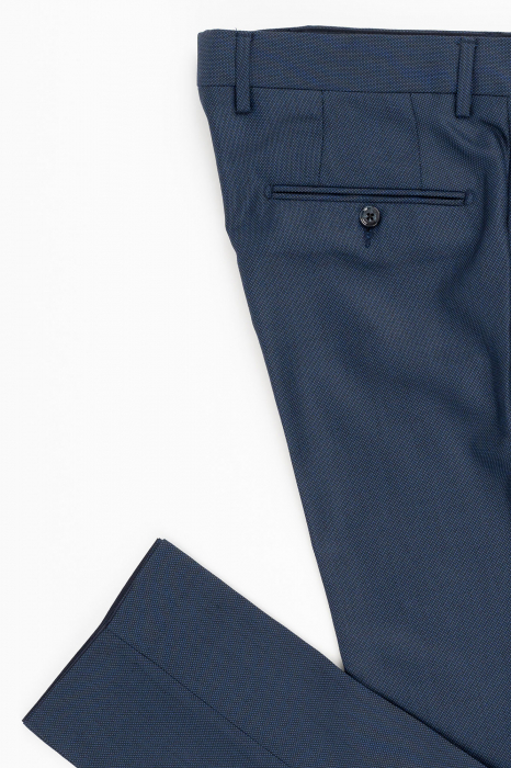 Pantaloni barbati stofa regular fit bleumarin-pepit [4]