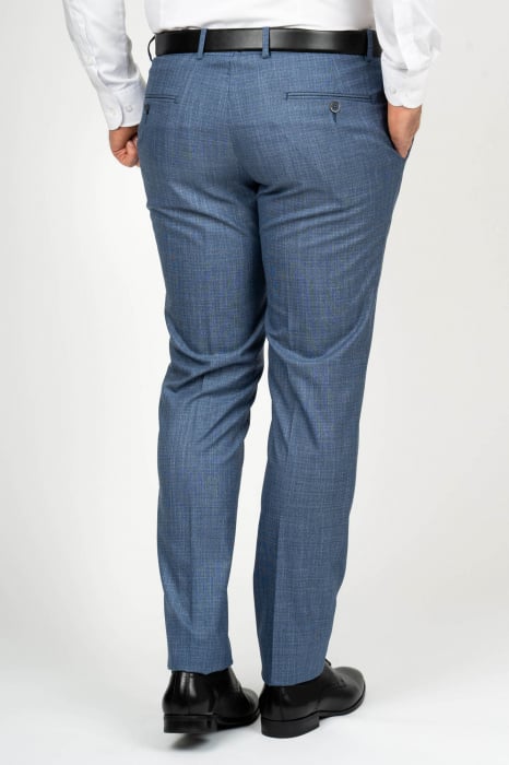 Pantaloni barbati stofa slim albastru-pepit [2]
