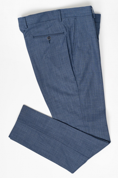Pantaloni barbati stofa slim albastru-pepit [3]