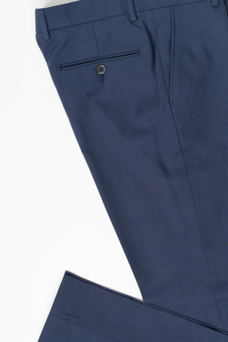 Pantaloni barbati stofa slim bleumarin-pepit [4]