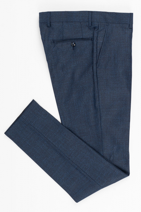 Pantaloni barbati stofa slim bleumarin-pepit [3]