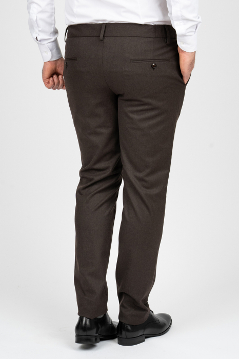 Pantaloni barbati stofa maro slim fit [2]
